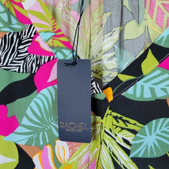 NWOT RACHEL Rachel Roy 2X Flutter Cap Sleeve Tropical Floral Tunic Pink Green - Picture 10 of 12